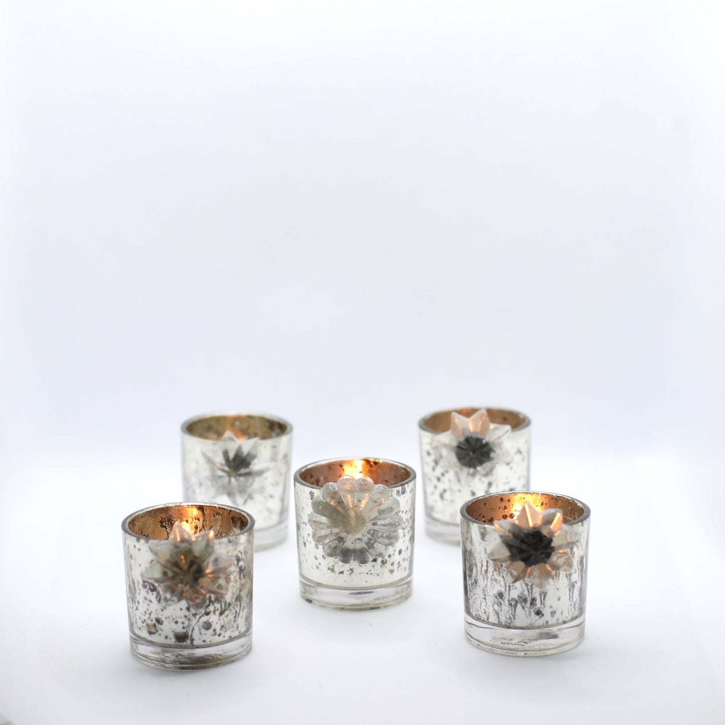 Lot de 6 photophores argents