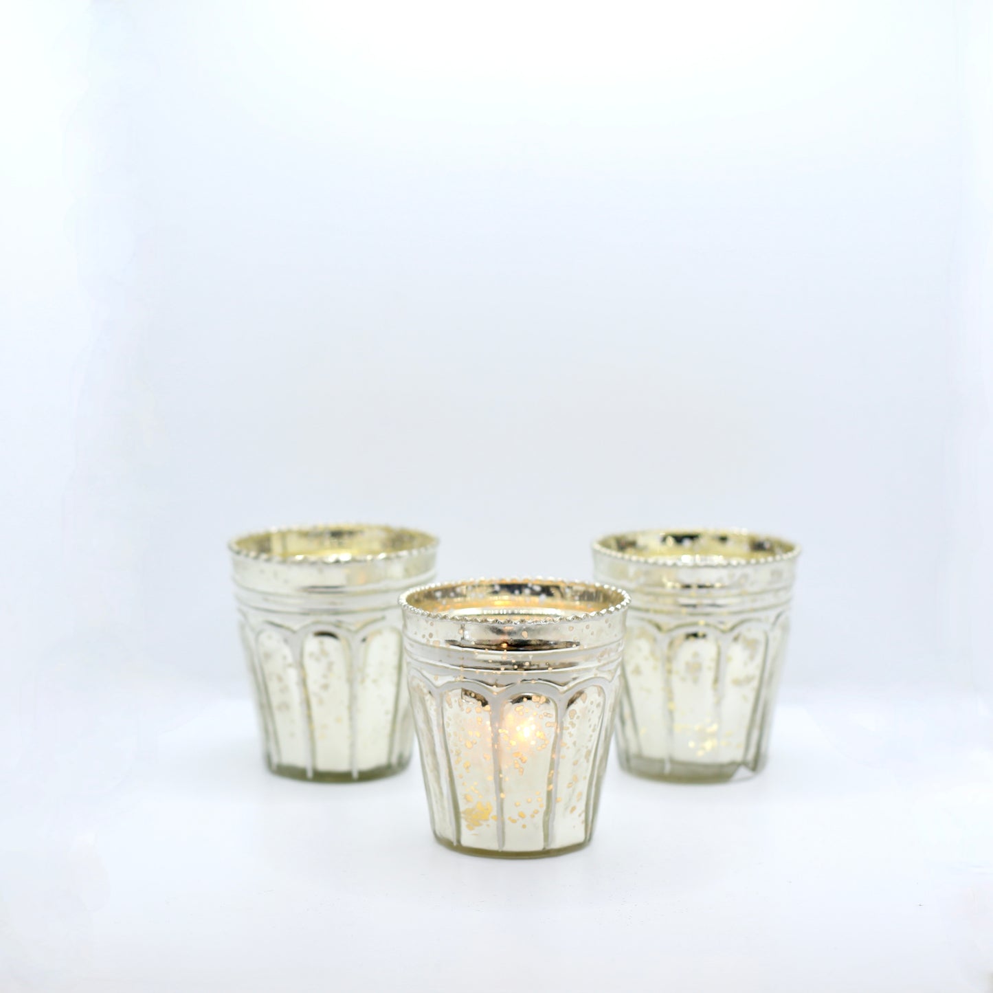 Lot de 4 photophores argents