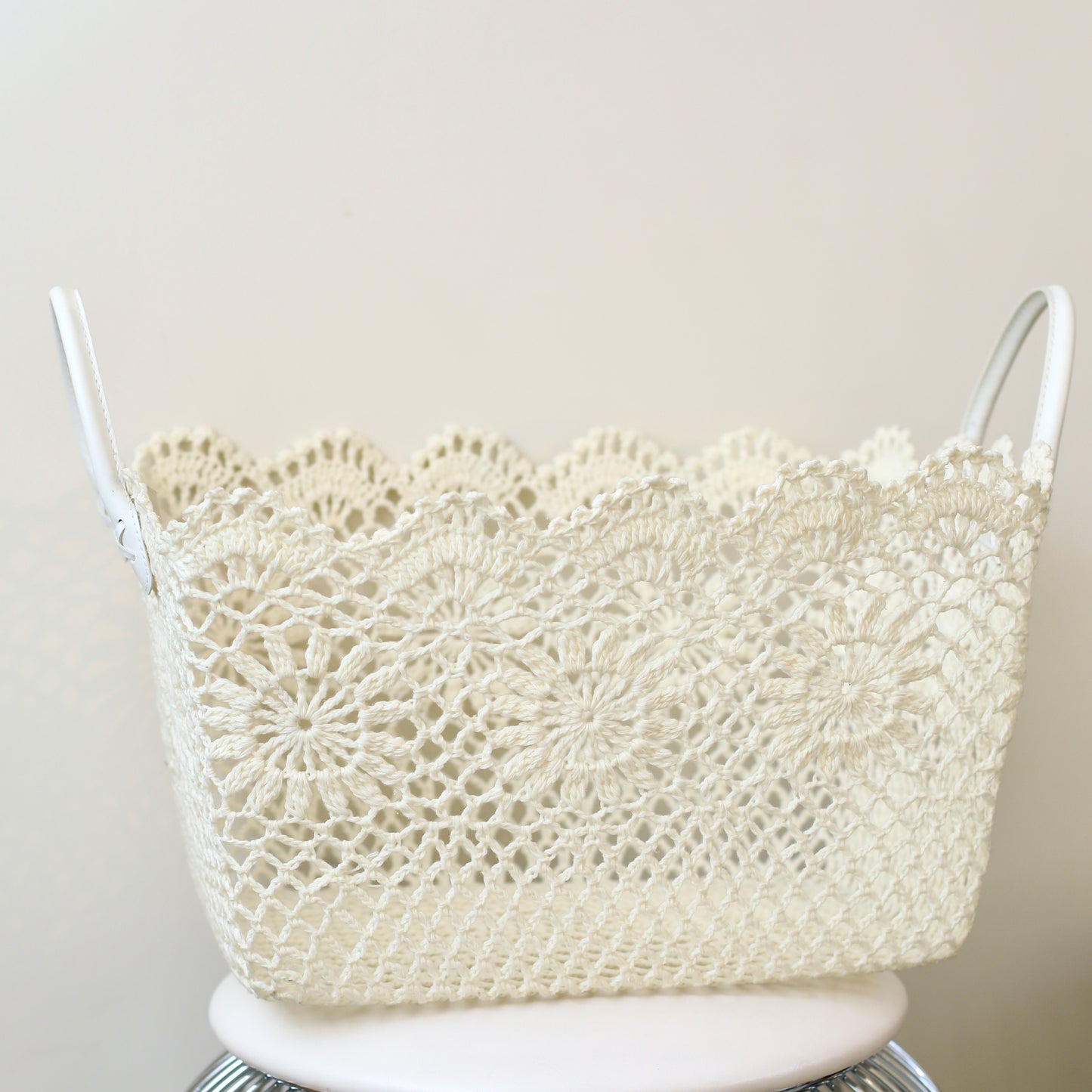 Panier dentelle blanc rectangle