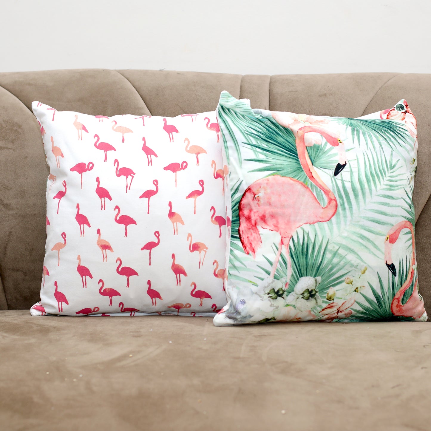 Lot de 8 housses de coussins Pink Flamingo