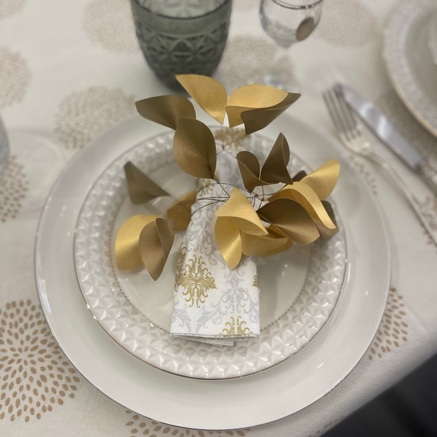 Ronds de serviette BLANC ou DORE table de Noël (lot de 10)
