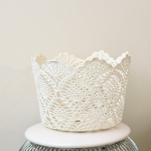 Panier effet dentelle en tissu rond