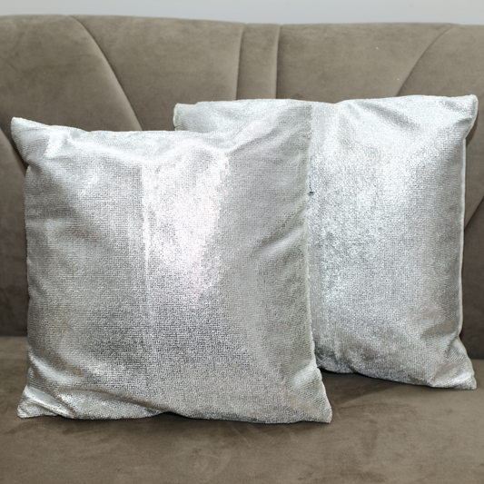 Lot de 5 housses de coussins argentés paillettes