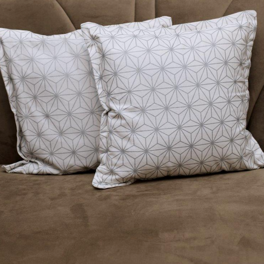 Lot de 7 housses de coussins blanc et argent forme géométrique